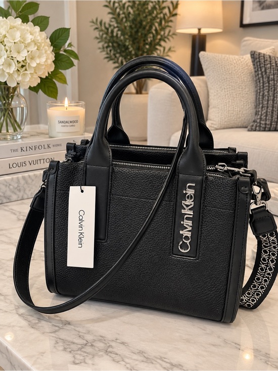 Calvin Klein Handbags - Calvin Klein Black Pebbled Leather Satchel